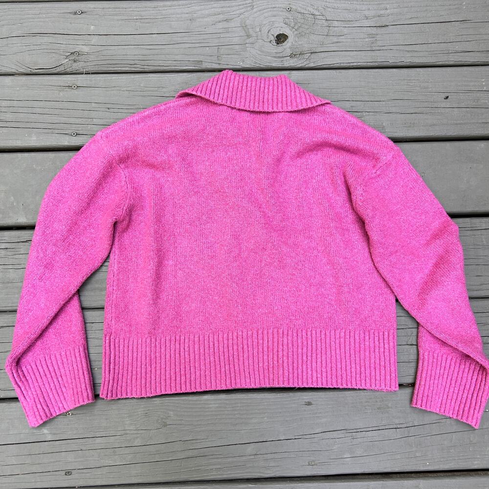 Free People Trading Up Polo Sweater Magenta Haze Pink Cotton Blend Size Small - Picture 4 of 9